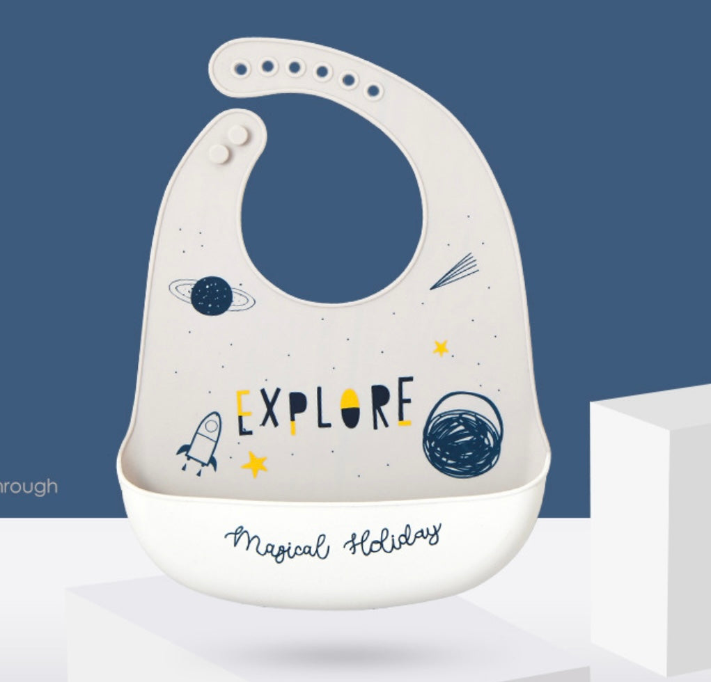 Waterproof Silicone Baby Bibs with Pocket