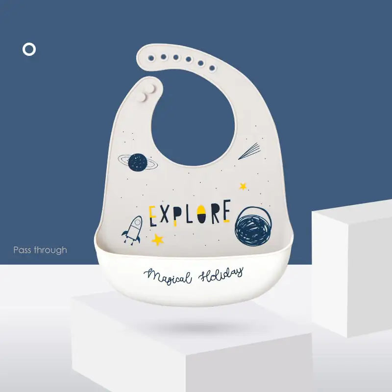 Waterproof Silicone Baby Bibs with Pocket
