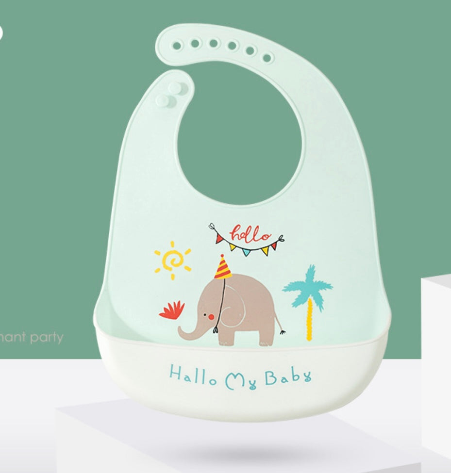 Waterproof Silicone Baby Bibs with Pocket