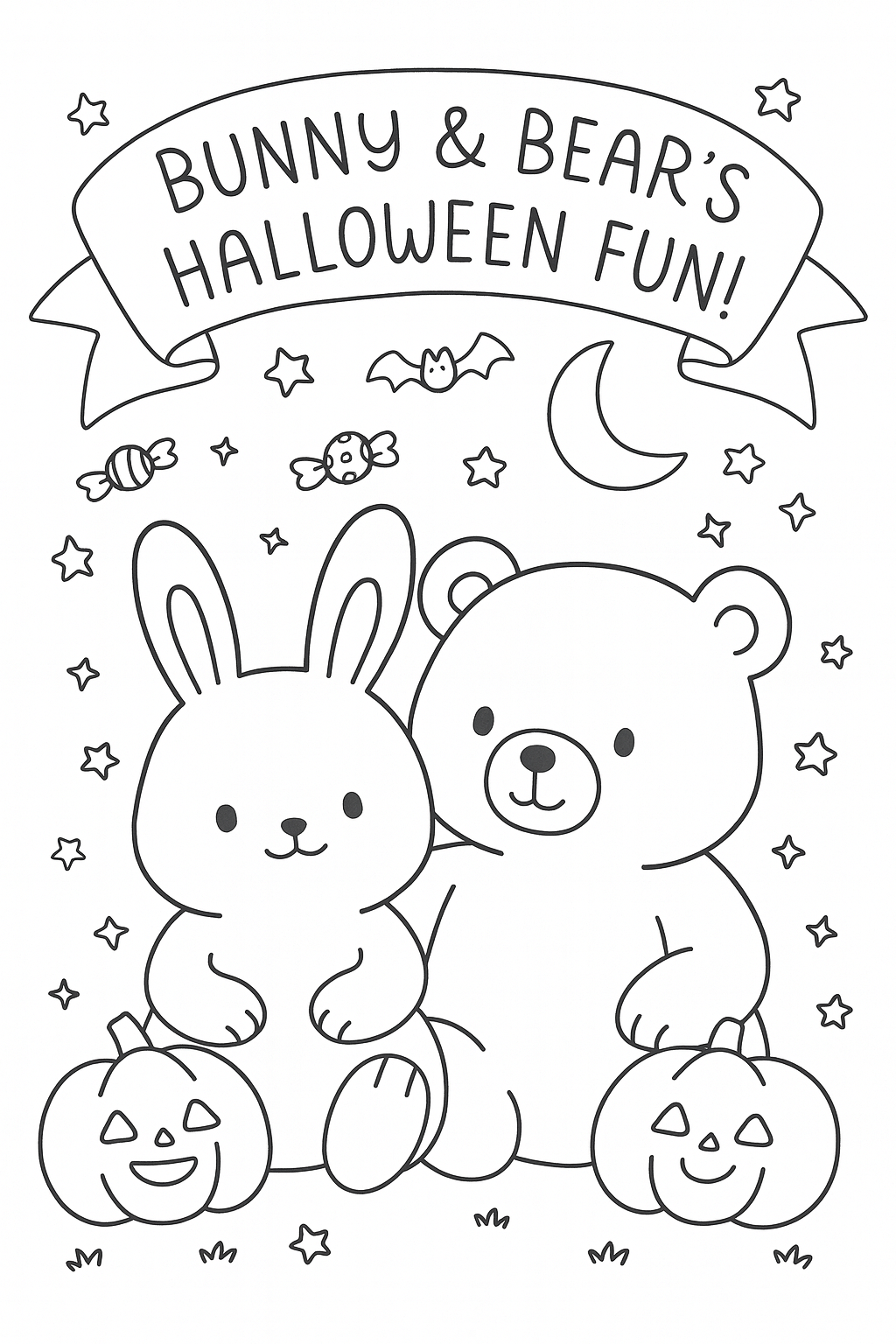 Bunny & Bear Halloween Fun Colouring Book